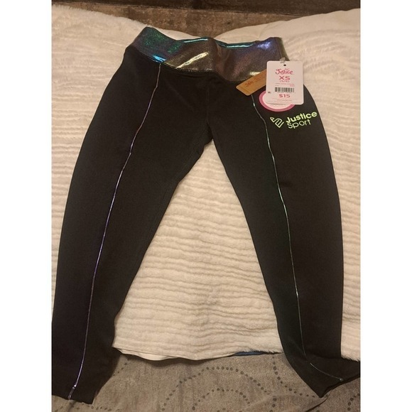 8 Leggings! Justice Girls Bundle Box Waistband Piped Active Leggings, Size XS - Picture 2 of 8